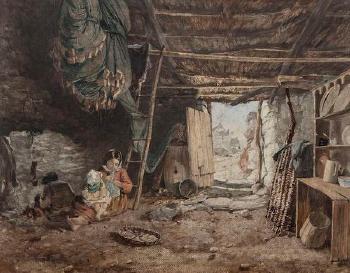 Interior of a Fisherman's Cabin, Galway by 
																	Alfred Downing Fripp