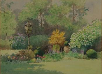 Spring Garden Scene by 
																	Frank Galsworthy