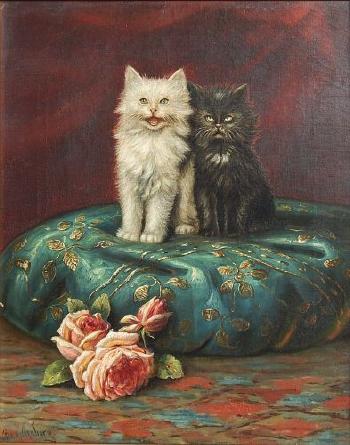 Kittens on a pillow by 
																			Benjamin Raborg