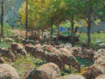 Sheep Flock by 
																			Fritz Klaiberg