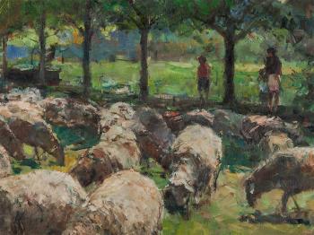 Sheep Flock by 
																			Fritz Klaiberg