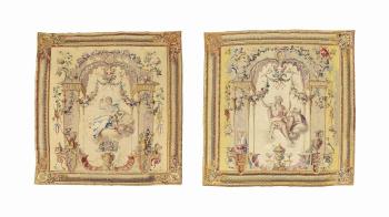 A Near pair of Louis XV Allegorical Tapestries by 
																	Claude Audran