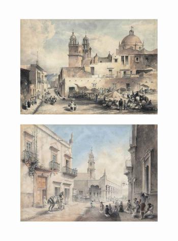 Plaza de San Diego, Ciudad de Guanajuato; and Aquascalientes, El Paso del Viatico by 
																	Daniel Thomas Egerton