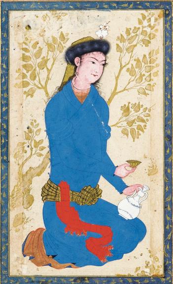 A Youth with Bottle and Cup by 
																	Sultan Ali Mashhadi