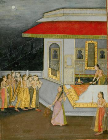 A Maiden being led to her bedchamber by 
																	Muhammad Amin Al-Mashhadi