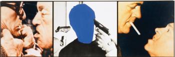 Voided Person with Guns at Head (Flanked by Confrontations) by 
																	John Baldessari