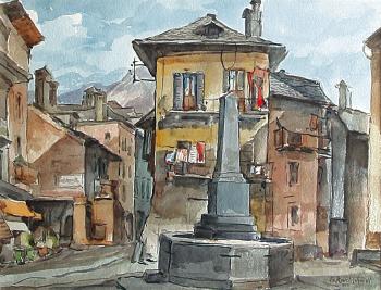 Piazzetta con la fontana by 
																	Emilio Kalchschmidt
