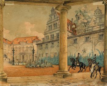 In the Courtyard of the Dresden Castle by 
																			Johann Gottfried Abraham Frenzel