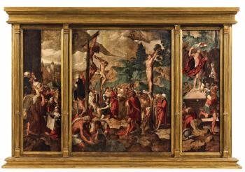 Altarpiece with the Crucifixion by 
																	Jan Swart van Groningen