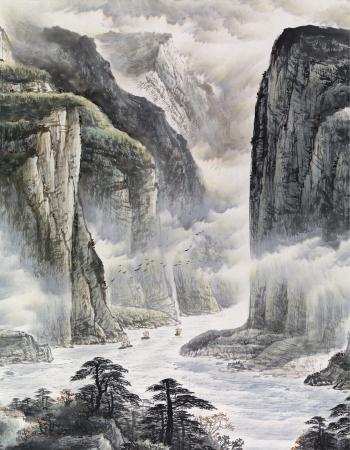 Canyon with waterfall by 
																			 Xu Dahuzi