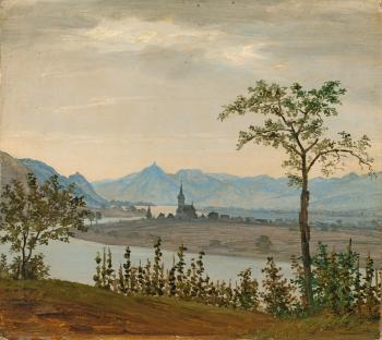 Der Rhein Bei Unkel, Im Hintergrund Die Burgen Rolandseck Und Drachenfels by 
																	Johann Karl Baehr