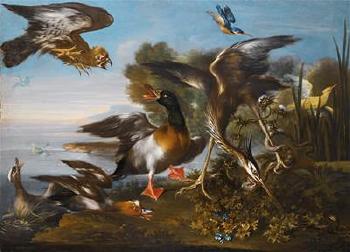 Birds in a landscape by 
																	Gabriele Salci