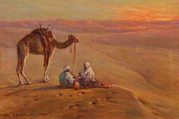 Zwei Beduinen mit Kamel bei der Rast by 
																	Max Usadel