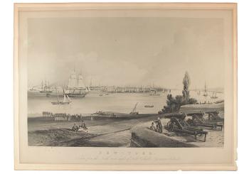 New York, taken from the north west angle of Fort Columbus, Governors Island by 
																	Henry Papprill