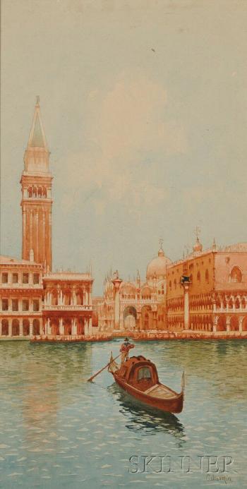 Piazza San Marco with Foreground Gondola by 
																	Giovanni Lombardo Calamia