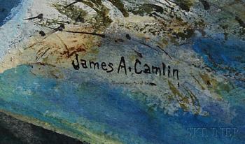 Winter and autumn river scene by 
																			James A Camlin