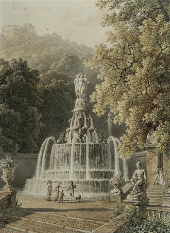 Fontaine animée dans un parc en Italie by 
																	Louis Pierre Baltard