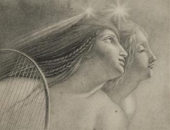 Evirallina et Malvina jouant de la harpe, d’après Girodet by 
																	Astree Caignart de Mailly