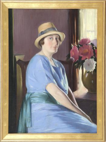 Portrait of a lady in a hat by 
																	Giovanni Battista Troccoli