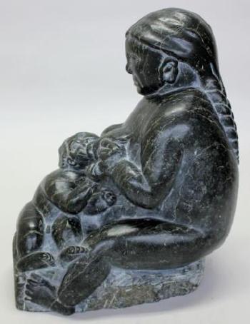 Mother nursing a young boy by 
																			Lazarusie Epoo