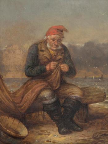 Mending the sail by 
																			Alexander Leggatt