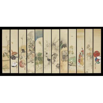 Set of Tanzaku (Poem-cards) With Designs For The Twelve Months by 
																	Shibata Zeshin