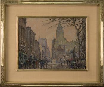 Showery Day, 57th Street, New York by 
																			Frederick Usher Devoll