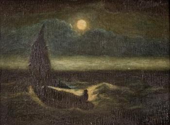 Moonlit Boat Scene by 
																			Albert Pinkham Ryder