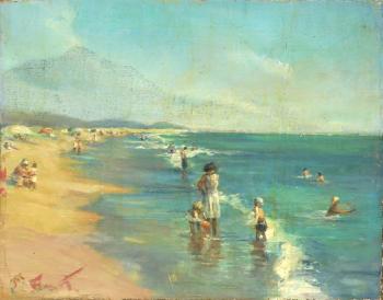 Children at the Beach by 
																			Leonce Furt