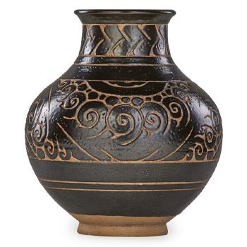 Vase with incised decoration by 
																			Emile Lenoble