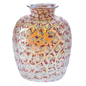 Moorish Crackle Vase, Pink And White by 
																			 Durand Co