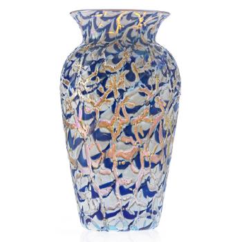 Moorish Crackle Vase, Blue And White by 
																			 Durand Co