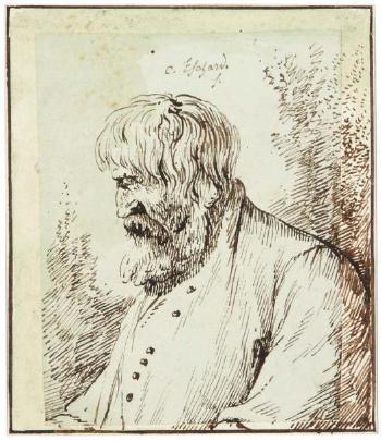 Portrait d'homme barbu de profil by 
																	Charles Eschard
