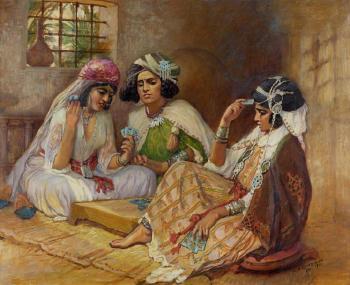Joueuses de cartes, Touggourt by 
																	 Orientalist School