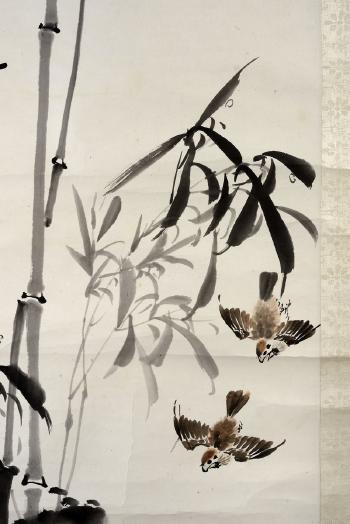 Three Sparrows and bamboo by 
																			 Dai Kechang
