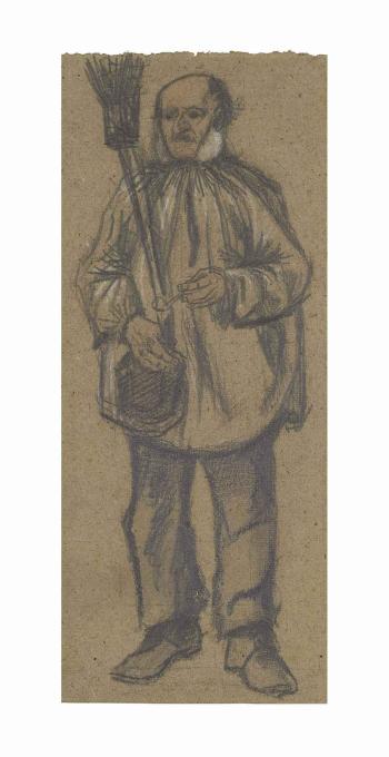 Orphan Man, Wearing a Blouse, with Broom and Pipe (Weesman Met Bloes, Bezem En Pijp) by 
																	Vincent van Gogh