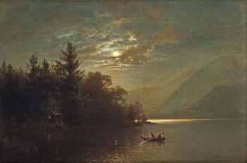 A River Scene By Night, America by 
																	Hermann Fuchsel