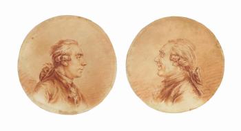 Portrait of Mr Le Normand facing right; and Portrait of Mr Le Normand smiling, facing left by 
																	 Ratte