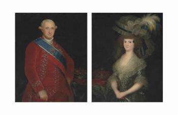 Portrait of King Charles IV (1788-1808); and Portrait of Maria Luisa of Parma, Queen consort of Spain (1751-1819) by 
																	Agustin Esteve