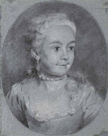 Portrait of a young girl, bust-length, wearing a pearl necklace by 
																	Tako Hajo Jelgersma