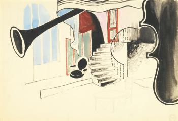 Interior with Stairs (Interiér Se Schody) by 
																	Aloise Wachsmann