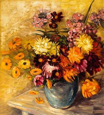 Blumenstrauß in Vase by 
																	Franz Pribyl