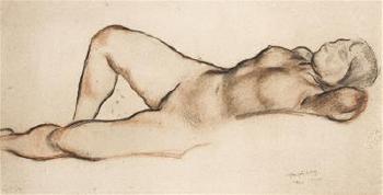 Reclining Nude Girl by 
																	Alfred Justitz