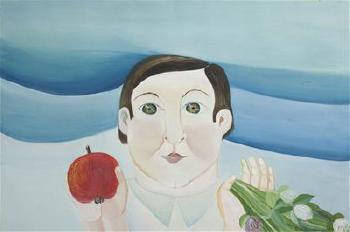 Boy with an Apple and Tulips by 
																	Eva Svankmajerova