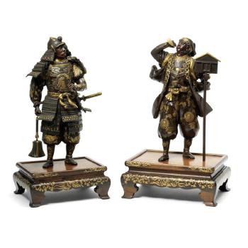 A pair of Samurai warriors by 
																			Miyao Eisuke