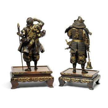 A pair of Samurai warriors by 
																			Miyao Eisuke