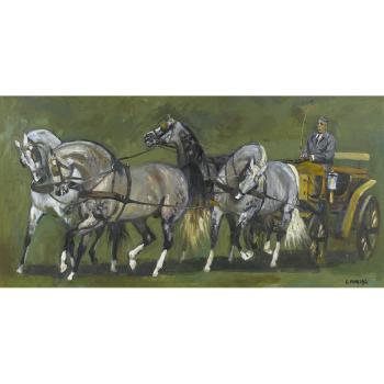 A horse drawn carriage by 
																	Ludwik Maciag