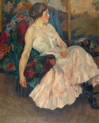 Dame auf einem Fauteuil by 
																			Edward Cucuel