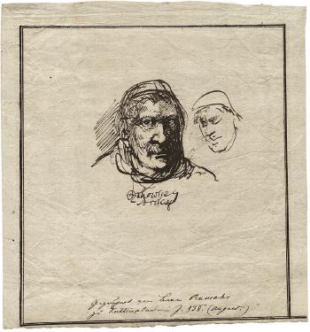 Bildnis eines Mannes mit Schnurrbart und Kappe sowie eine weitere Kopfstudie by 
																	Carl Friedrich Rumohr