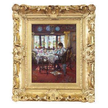 A Sunlit Breakfast Room by 
																			Annie Rose Laing